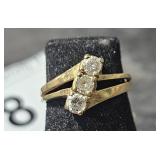 3 Diamond over 1/2 ct 14 KT Gold Ring Sz 4