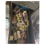 FILE CABINET W/ STAPLE GUNS AND NAIL GUNS