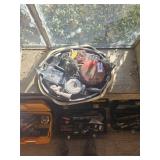 2 vintage trays with various vintage items