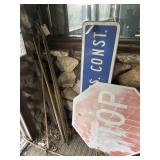 Vintage signs, pool, cues, miscellaneous all