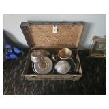 Vintage crate with kitchen accessories