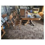 Quarter Oak chairs with heavy duty table
