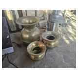 3 very size spittoons  brass