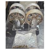 4 heavy duty steel casters, 2 are swivel all for