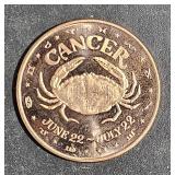 .999 1 oz copper zodiac collectable round strike
