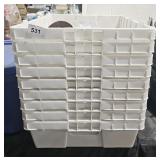 9 white storage bins