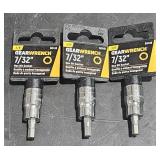 3 Gearwrench 7/32" hex bit sockets