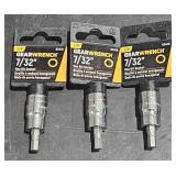 3 Gearwrench 7/32" hex bit sockets