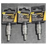 3 Gearwrench 7/32" hex bit sockets