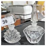 2 Vintage Clear Perfume Bottles w/ Stoppers