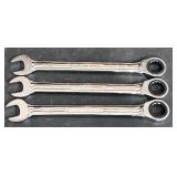 (3) 9/16" chrome ratcheting combination wrench