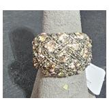 Sterling Ring w/ Stones sz 7.25  tw  13.7 g
