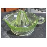 Green Depression Glass Juicer  9" Across