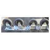 4 casters. 2 swivel and 2 set