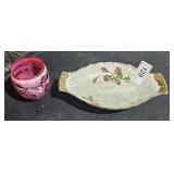 Red Glass w/ Color Swirl 3 1/4" Tall & Ceramic MK-