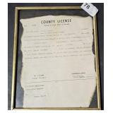 Framed Lyon County License For Sagebrush Ranch