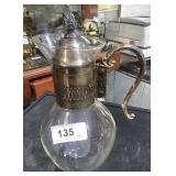 Glass Carafe w/ Metal Handle & Insert Tube For Ice