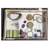 Cigar Box w/ Misc Jewelry (2) Sterling Pendant,