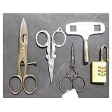 3 prs Scissors Sm Vintage, Folding Scissors,