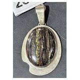 Sterling Pendant w/ Stone 2 3/4" Long   tw 30.3 g