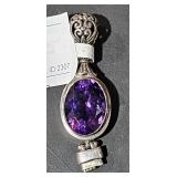 Sterling Pendant w/ Purple Stone  tw 17.2  2" Long