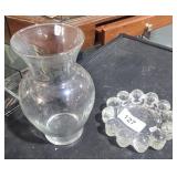 Heavy Glass Ash Tray and Vase 7" Tall