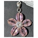 Sterling Pin Flower Pendant 2" Long
