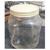 Vintage Covered Glass Jar 8 1/2" Tall x 6 1/2 Wide