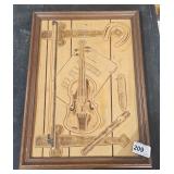 Framed Leather Carved Picture 17" x 12"