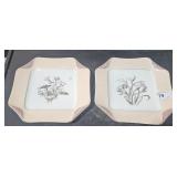 (2) Haviland Limoges Sq Painted Plates 9" x 9"