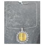 German Silver Chain 20" w/ Tiger Eye Pendant