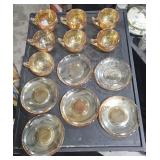 7 Marigold Carnival Glass Coffee Cups & 6 Saucers