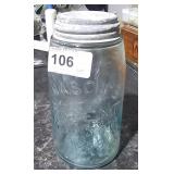 Vintage Green Mason Jar 1858 w/ Zinc Lid