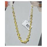 Vintage Yellow Glass Necklace w/ 14KGF Clasp 16" L