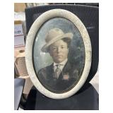 Vintage oval glass picture