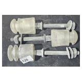 Milky Glass Insulators on Metal Holders 10 1/2" T