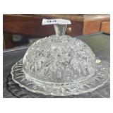 Covered Cheese Glass Dish 4 1/2" Tall & 6 3/4" W