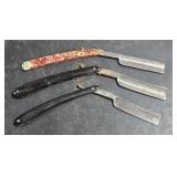 3 Straight Edge Razors in Boxes - "Extra Hollow