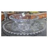 Purplish Candlewick Bowl and Tray Etched