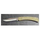 Stainless Pocket Knife 4" Blade Brass Handle