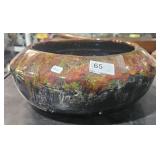Large Signed Not Readable  Pottery Bowl 14" Across