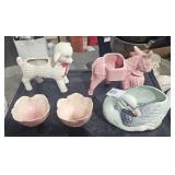 (3) Animal Planters- Swan Donkey & Lamb Plus (2)