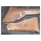 (2) Leather Gun Holsters -One 12" Long -One Stamp