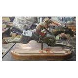 Vintage Wood Racing Horse Display 16" Long