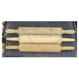 3 Vintage Wood Rolling Pins