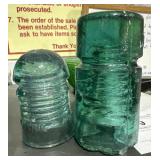 2 Vintage Glass Insulators