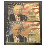 (2) Gold Toned Playing Cards w/ USA  Trump