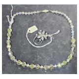 Clear & Yellow Crystal Beads 19 1/2" Long &