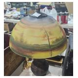 Vintage Table lamp Inside Painted w/ Windmills