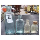 2 Blue Glass Bottles (2) Three in One Oil, 1